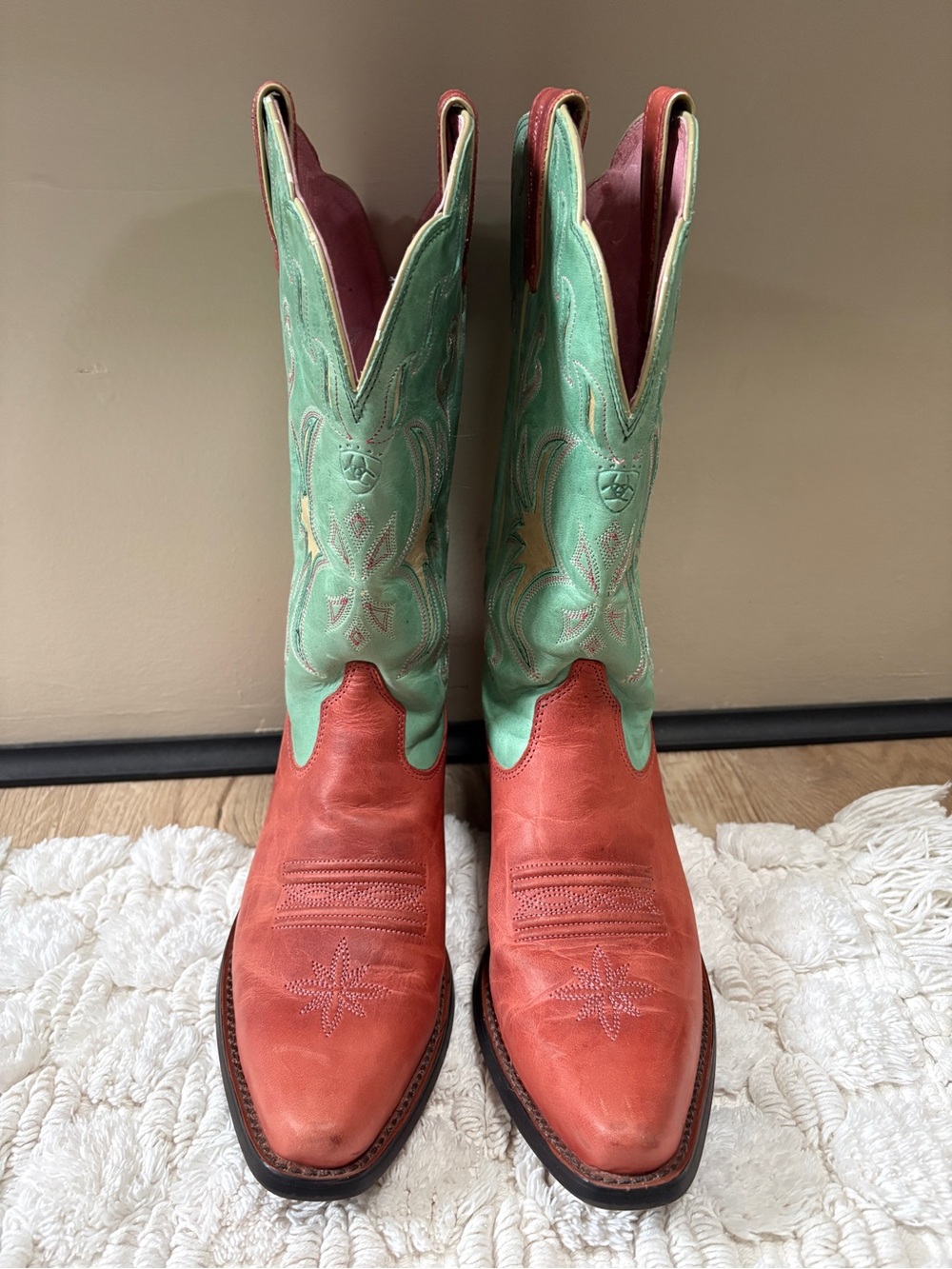 Ariat Women's Manzanita Western Boots Size 7.5 | Pink Green Leather Boho Cowgirl - Picture 2 of 14
